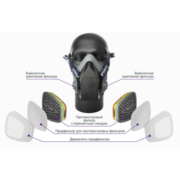 Полумаска из изолирующих материалов PHSV 9200 фото в интернет-магазине "Фармсервис"